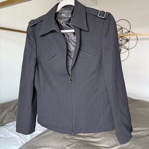 MNG Mango Black Half Zip Blazer US 8 EUR 40 Minimalist Quiet Luxury 90s Y2K